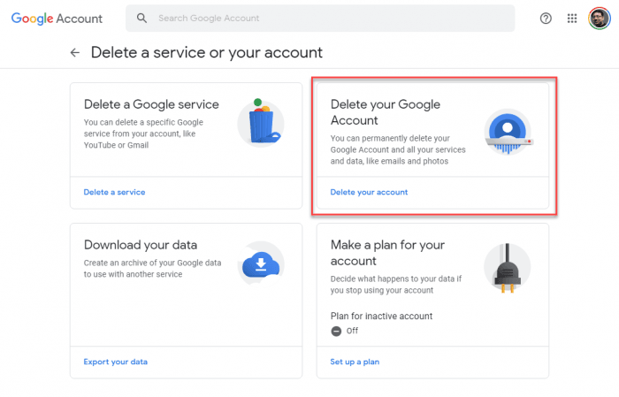 Delete your Google Account