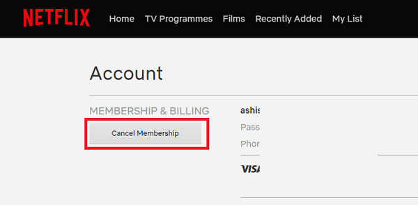 Cancel Netflix Membership